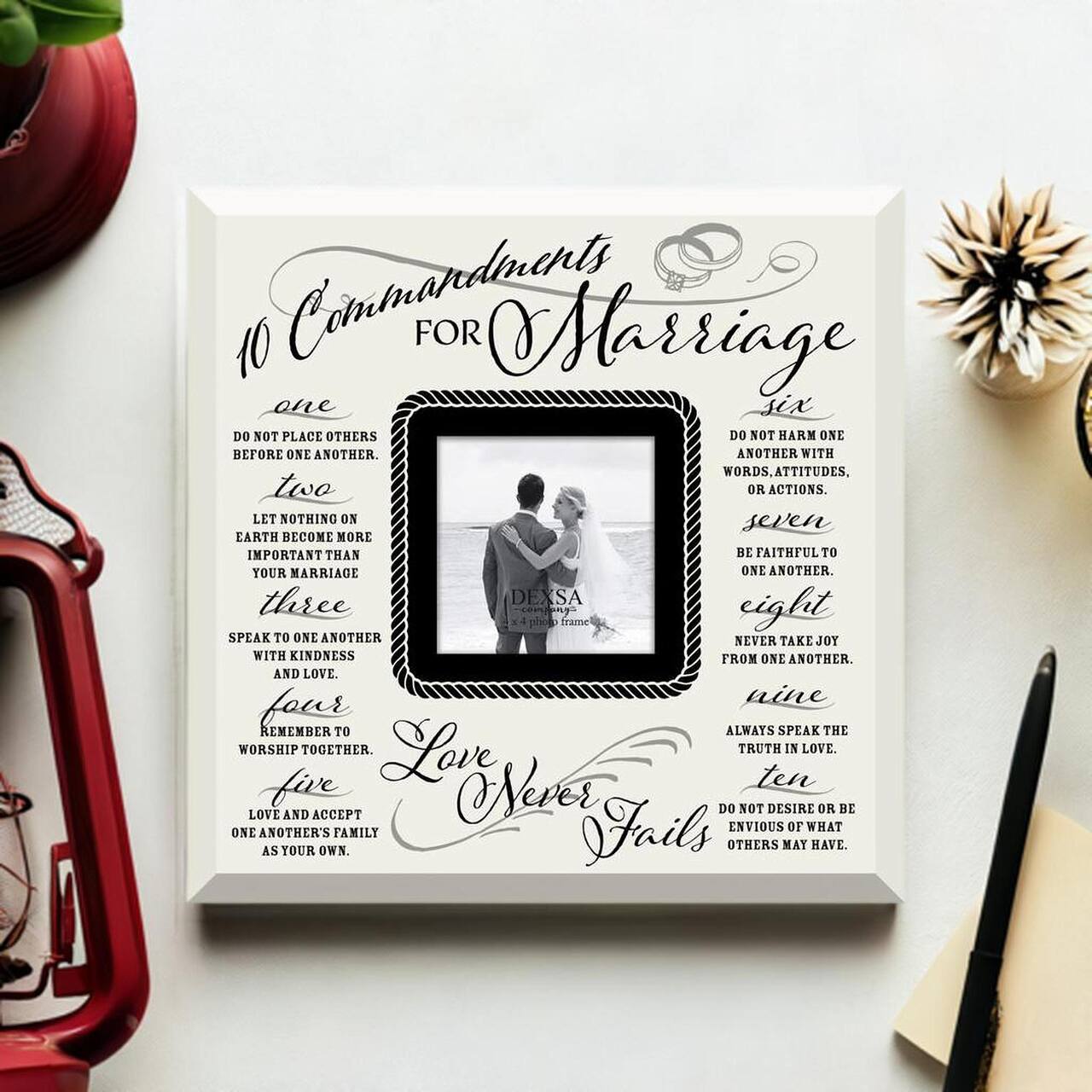 Ten Commandments For Marriage 4" x 4" Frame with Easel